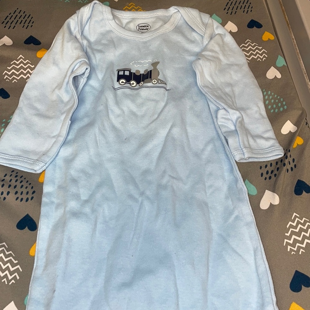 Blue Train Baby Nightgown Small